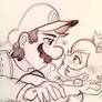 Mario and Peach - Ink Sketch