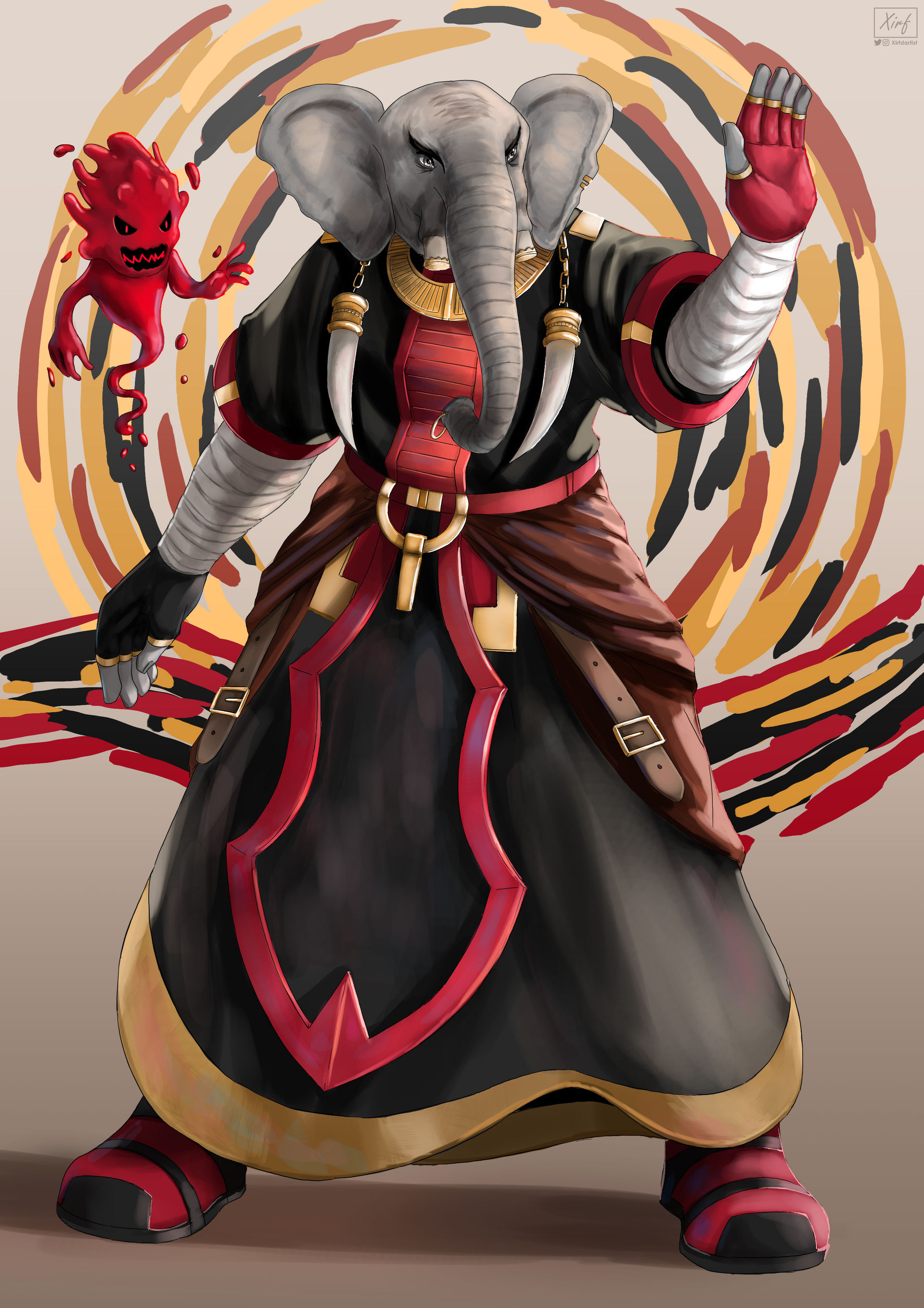 Loxodon Robe Loxodon Wizard and Blood Familiar by xirfdartist on DeviantArt