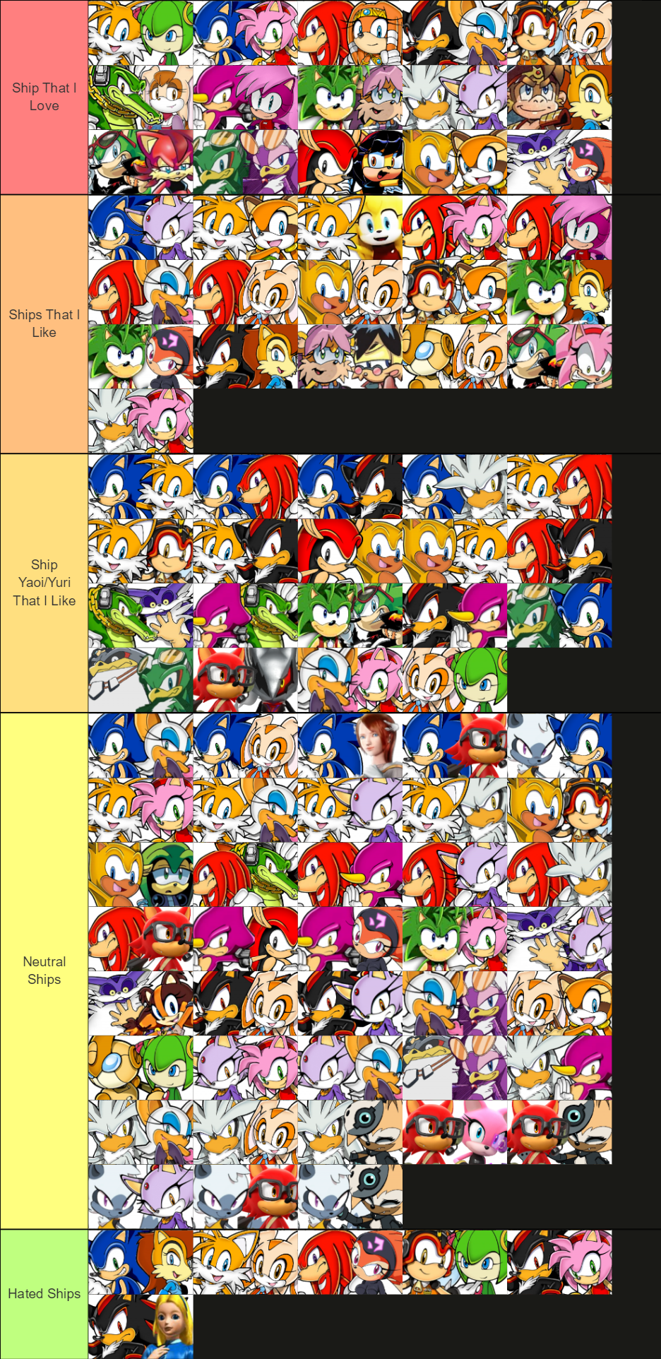 Sonic & Shadow's SONIC SHIP Tier List! 