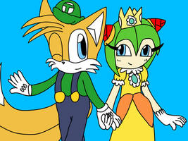 Tails and Cosmo cosplay Luigi and Daisy