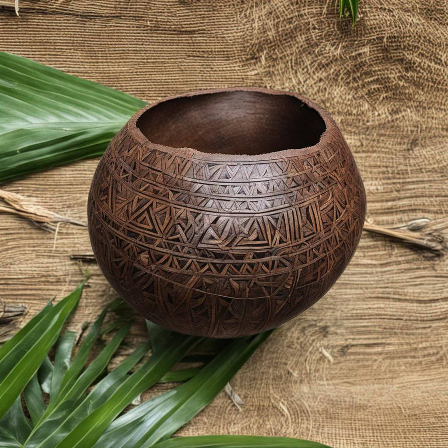 Tribal coconut shell for drinking kava by Trick691 on DeviantArt
