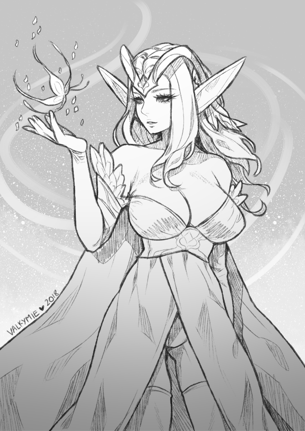 Inktober2018 #1 | High-Elf Sorceress by Valkymie