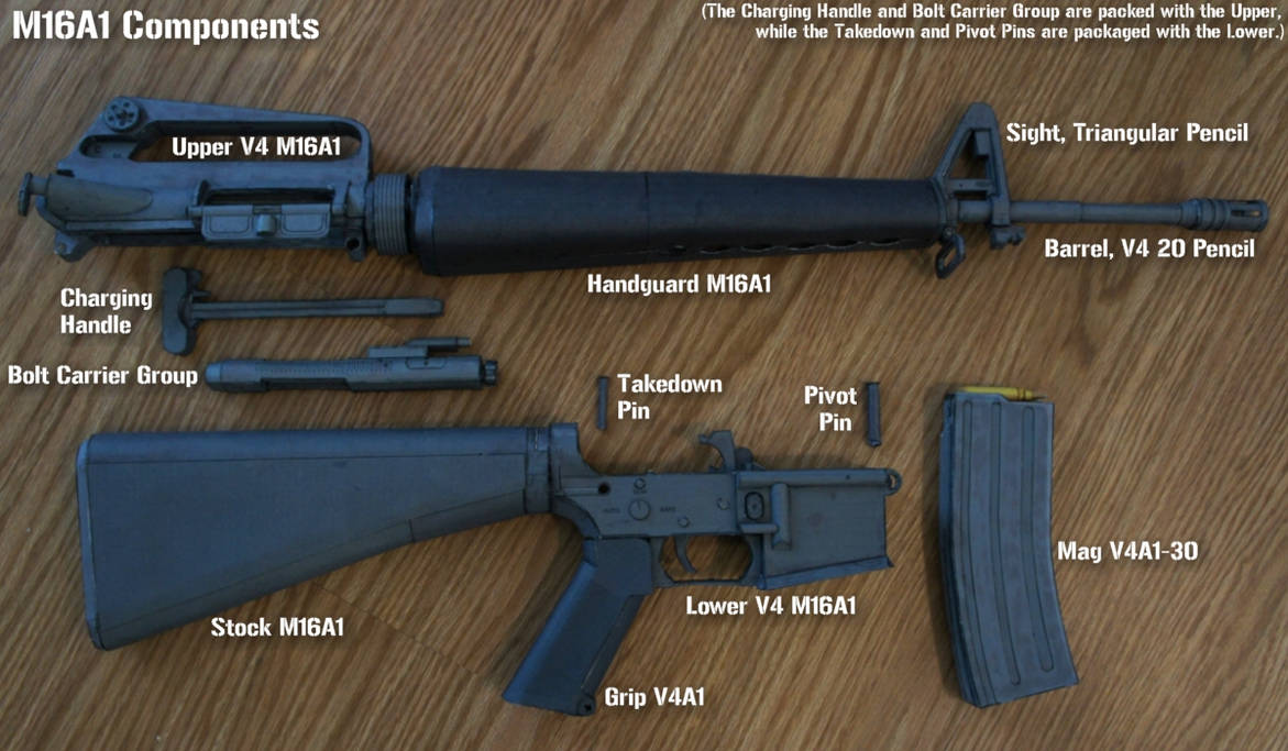 Disassembled Riffle M16A1 Components by Hoborginc on DeviantArt