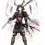 Samurai Girl in Armor Sumie style