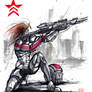 Mass Effect OC Red N7 Marine Sumie style