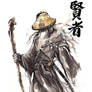 Gandalf Samurai sumi style with calligraphy