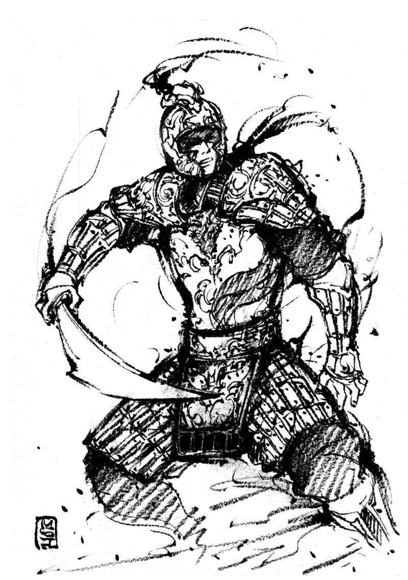 Ink Sketch of Chinese warrior