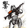 Stormtrooper sumi ink and watercolor Calligraphy