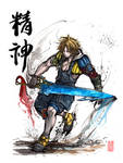 Tidus from Final Fantasy with calligraphy Spirit by MyCKs
