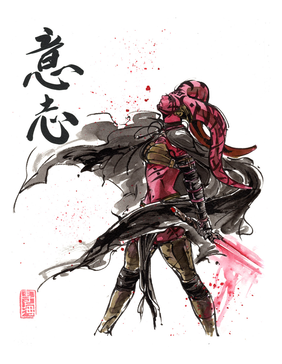 Twi'lek Sith, Darth Talon with calligraphy