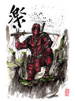 Deadpool with calligraphy