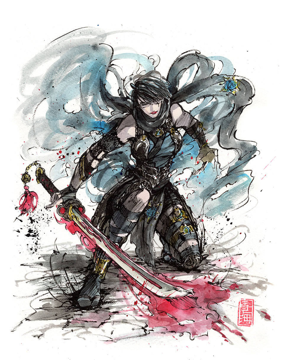 Bayonetta Sumi and watercolor