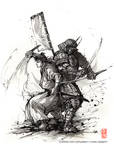 Samurai Duo Steampunk armor Sumi ink