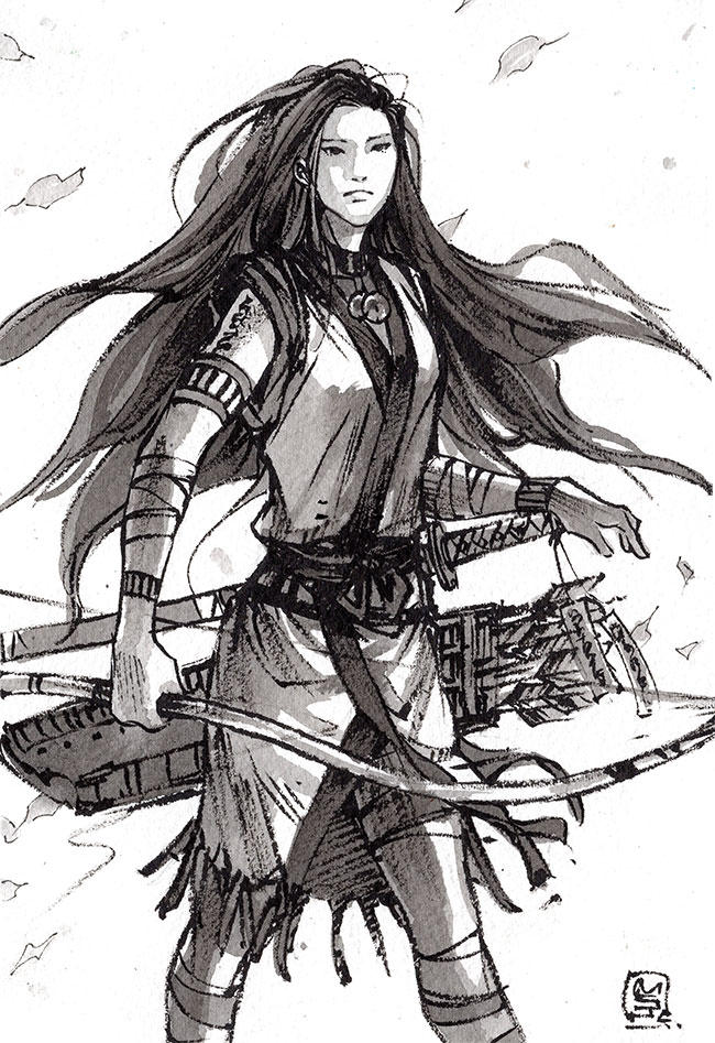 Pocahontas Samurai archer ink by MyCKs on DeviantArt