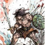 Conan the Barbarian Ink and Watercolor