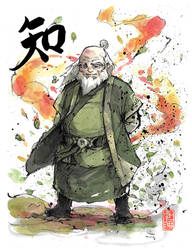 Uncle Iroh Ink and watercolor with calligraphy