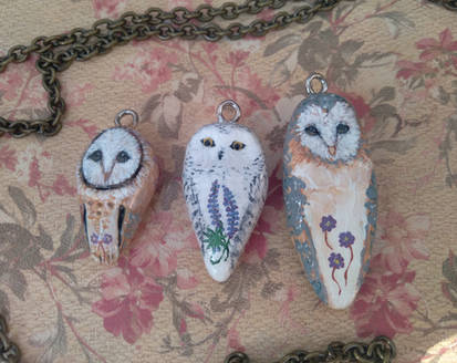 floral owl pendants
