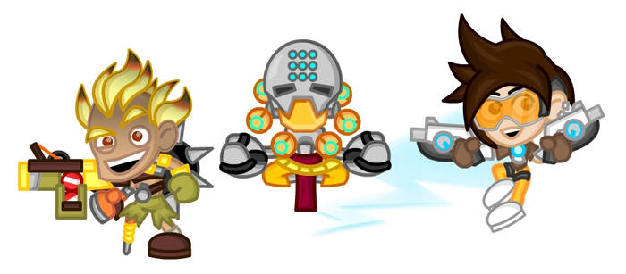 Overwatch Chibis: Junkrat, Zenyatta, Tracer
