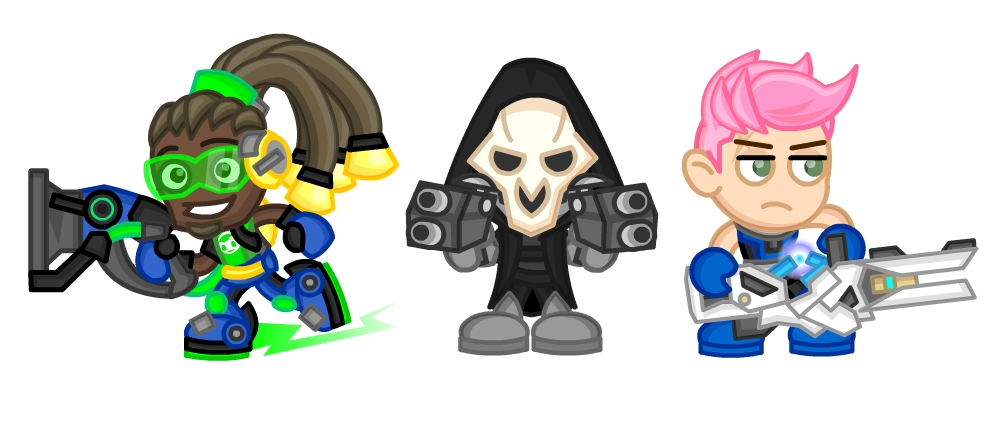 Overwatch Chibis:  Lucio, Reaper, and Zarya