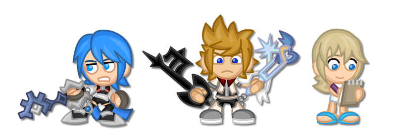 Kingdom Hearts Chibis: Aqua, Roxas, Namine