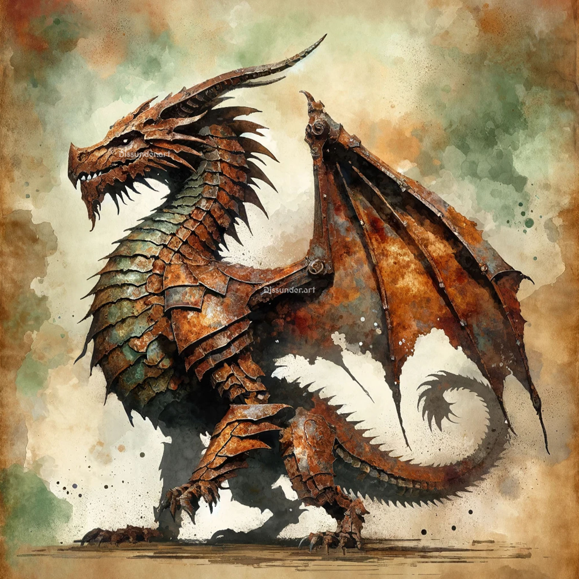 Rusty Machine Dragon Rusty Dragon Creature Adoptable Art 12$ by Dissunder on DeviantArt