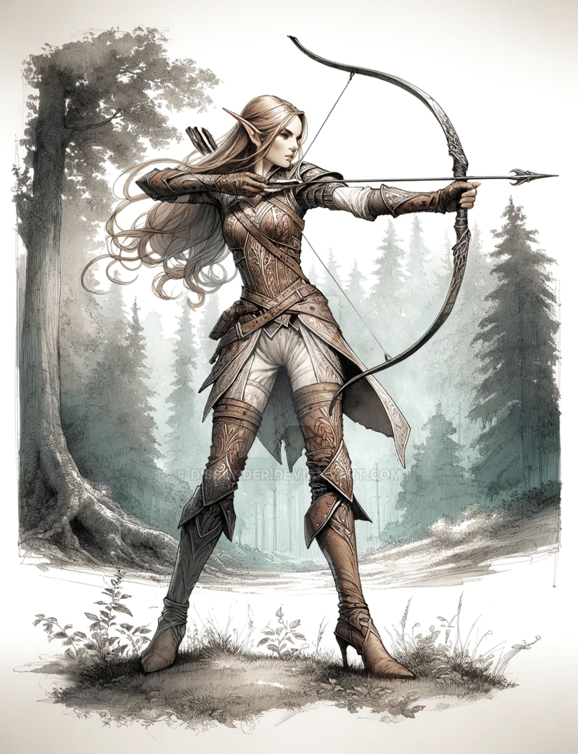 Elf Female Archer Character Adoptable 8$ by Dissunder on DeviantArt