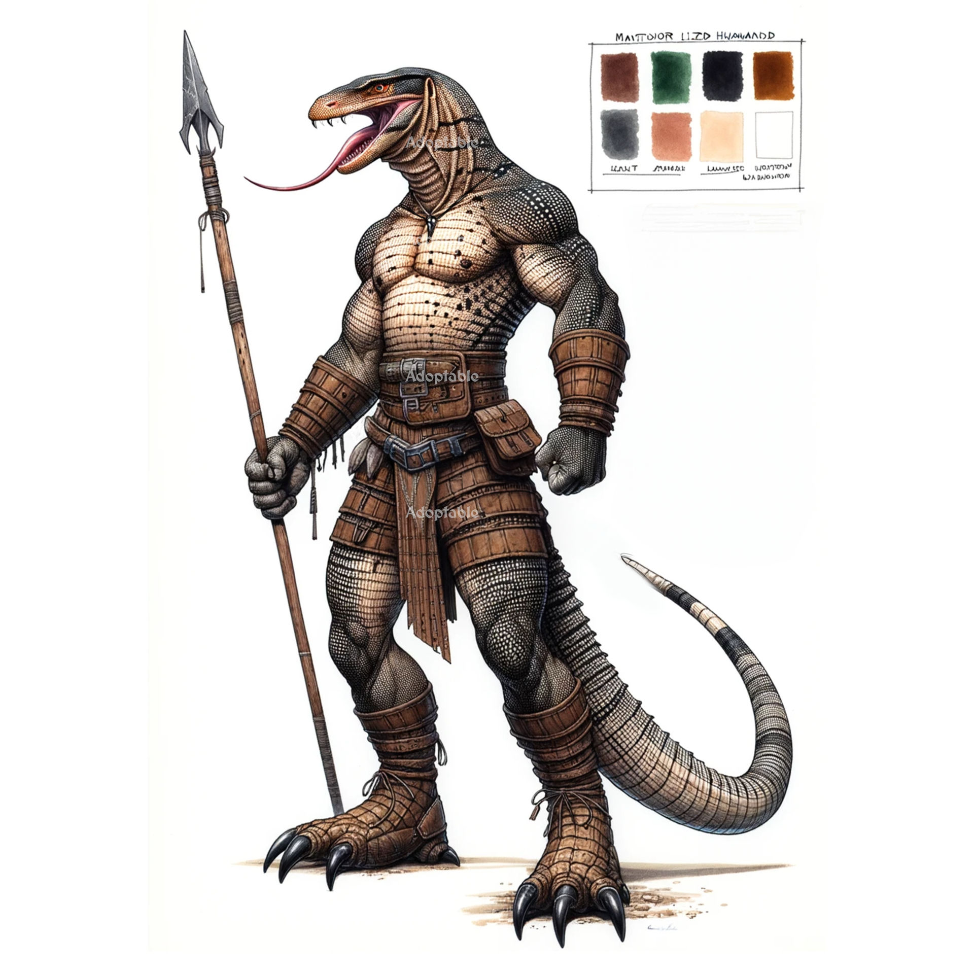 Adoptable Concept Art Lizard Man Spearman 8$ by Dissunder on DeviantArt