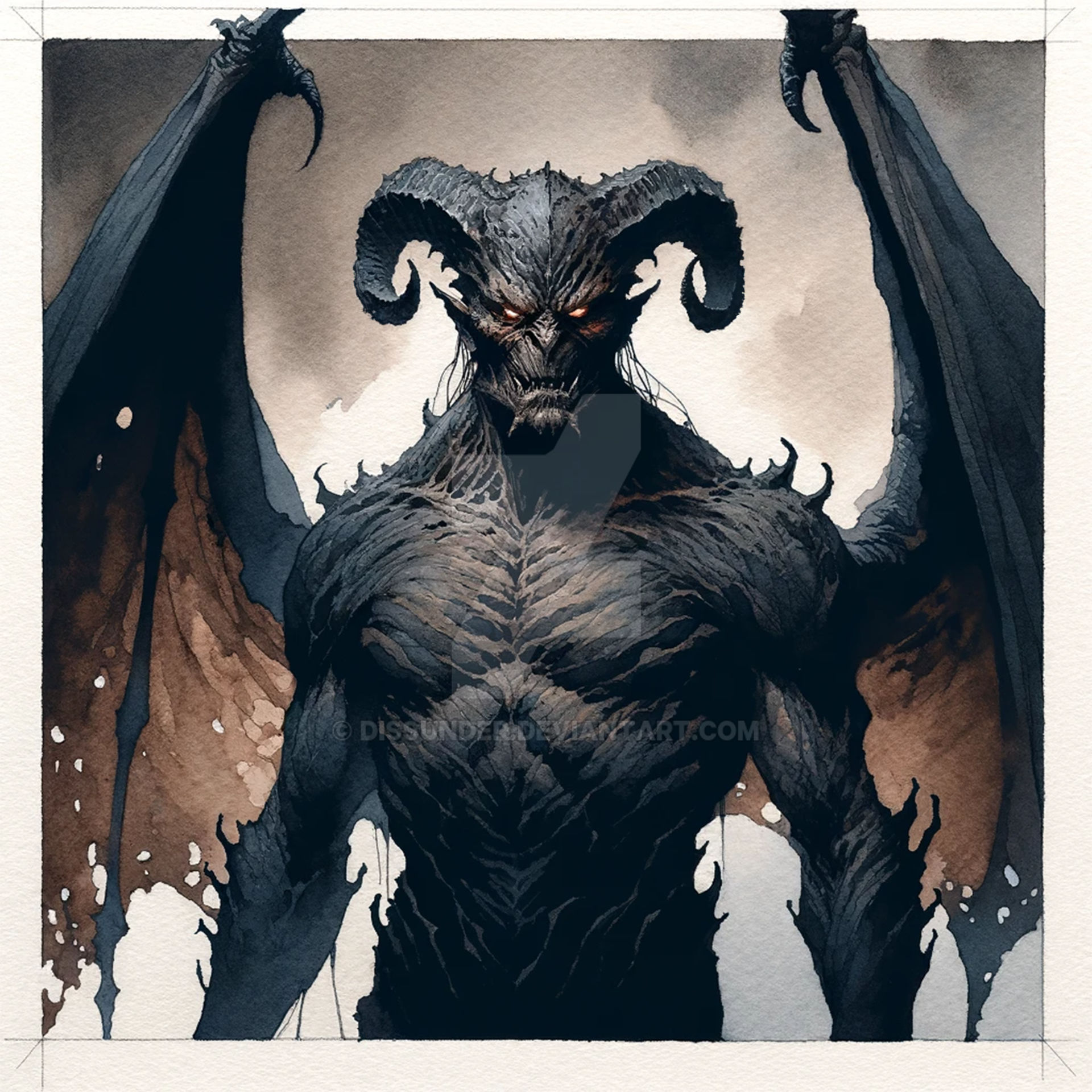 Demon Design Adoptable Winged Horned Demon Art 7$ by Dissunder on DeviantArt