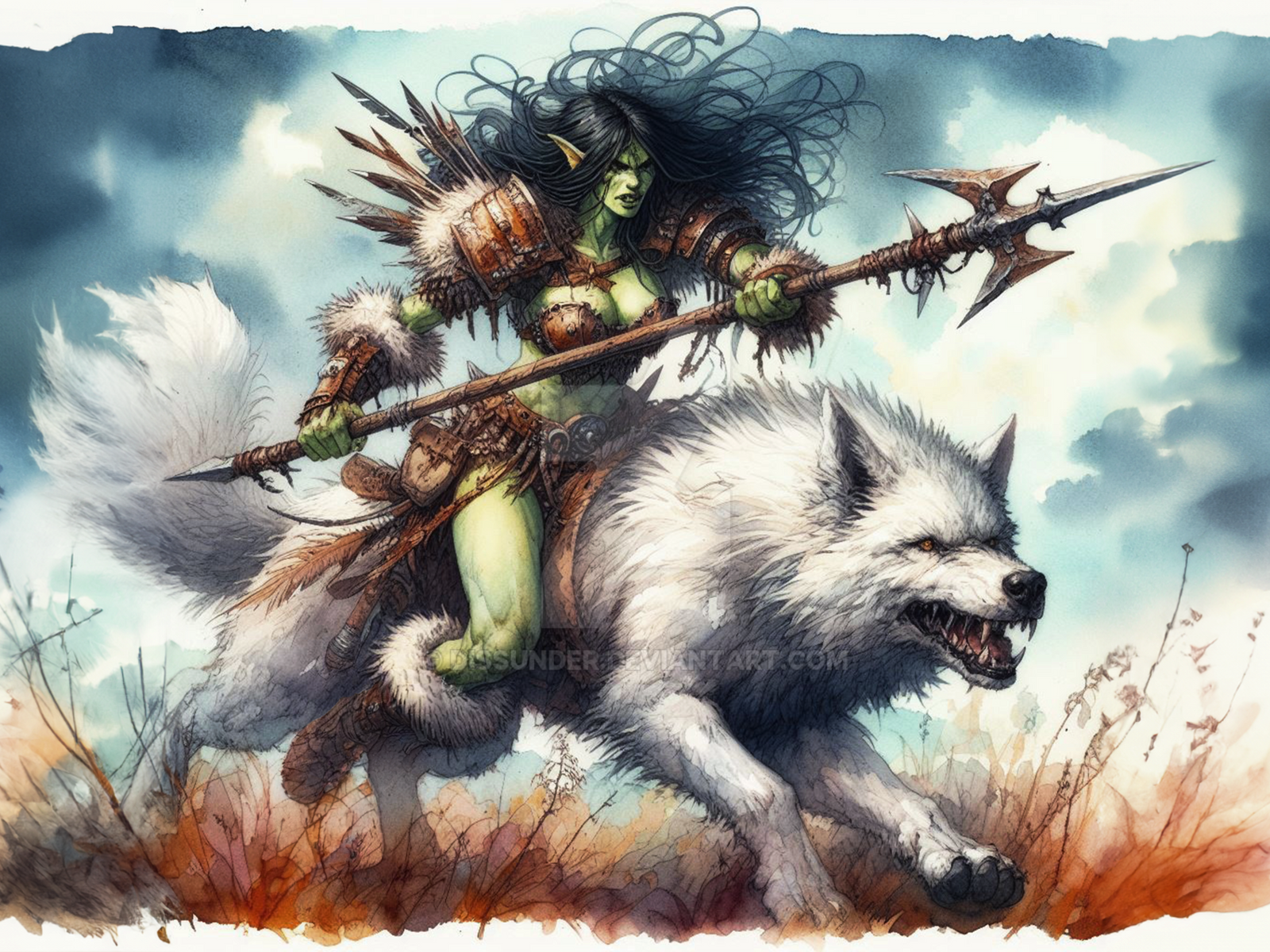 Orcs Riding Riding the White Wolf Barbarian Orc Female 12$ by Dissunder on DeviantArt