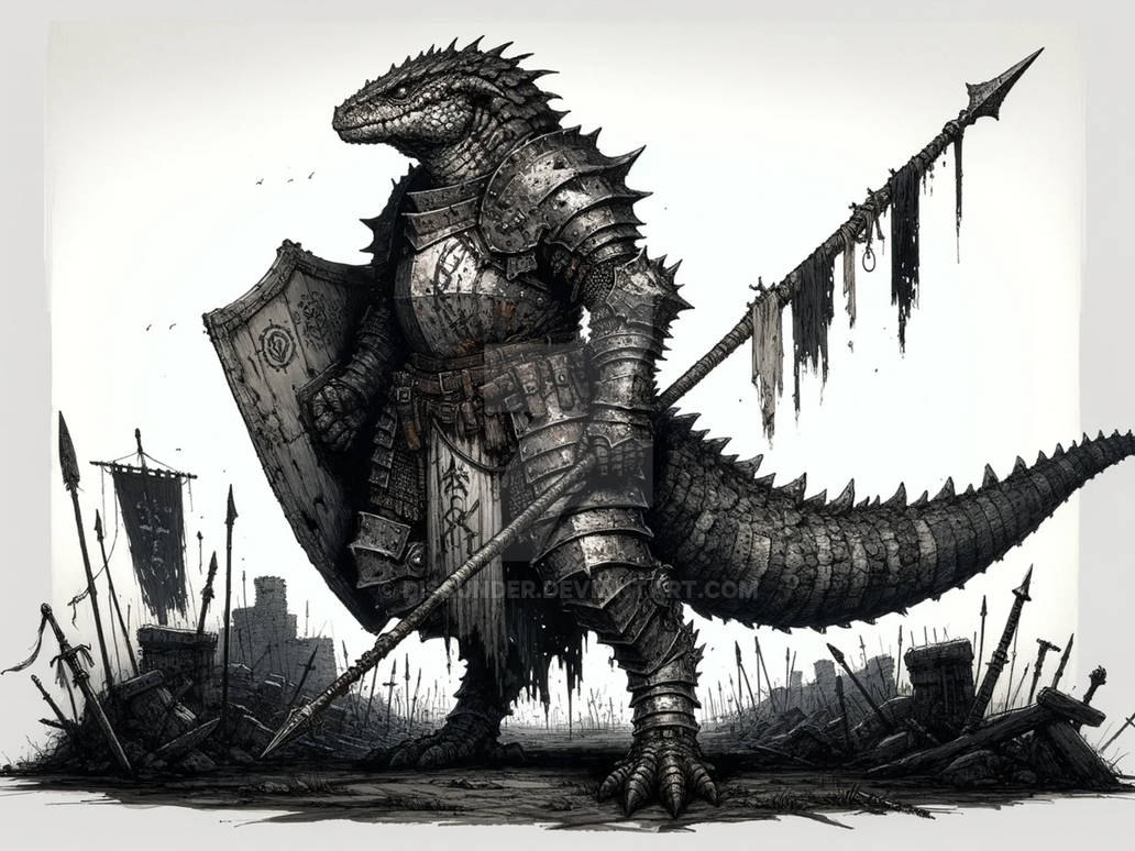 Lizardfolk Male Knight Adoptable Art 10$ by Dissunder on DeviantArt
