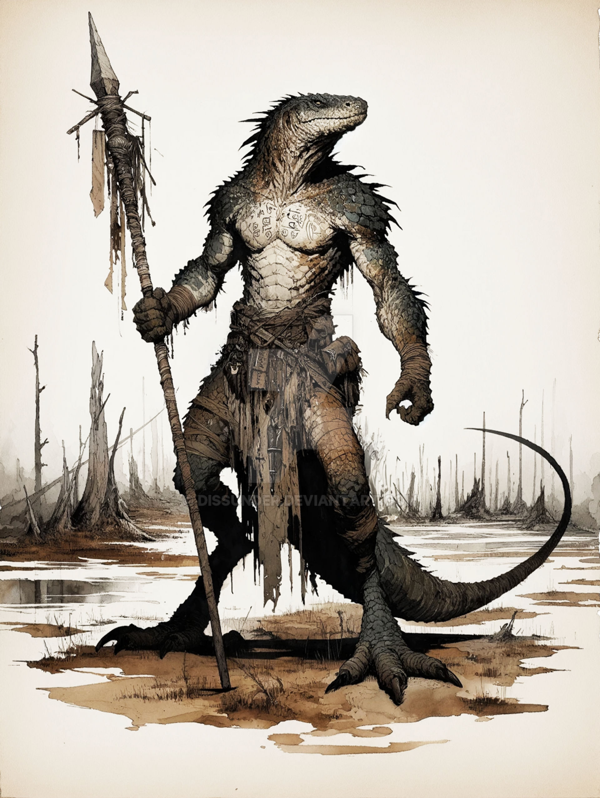 Lizardfolk Swordsman Adoptable Character Art 7$ by Dissunder on DeviantArt