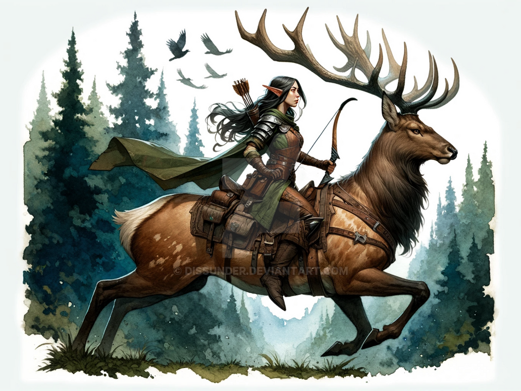 Elf Ranger Deer Rider Adoptable Character Art 10$ by Dissunder on ...