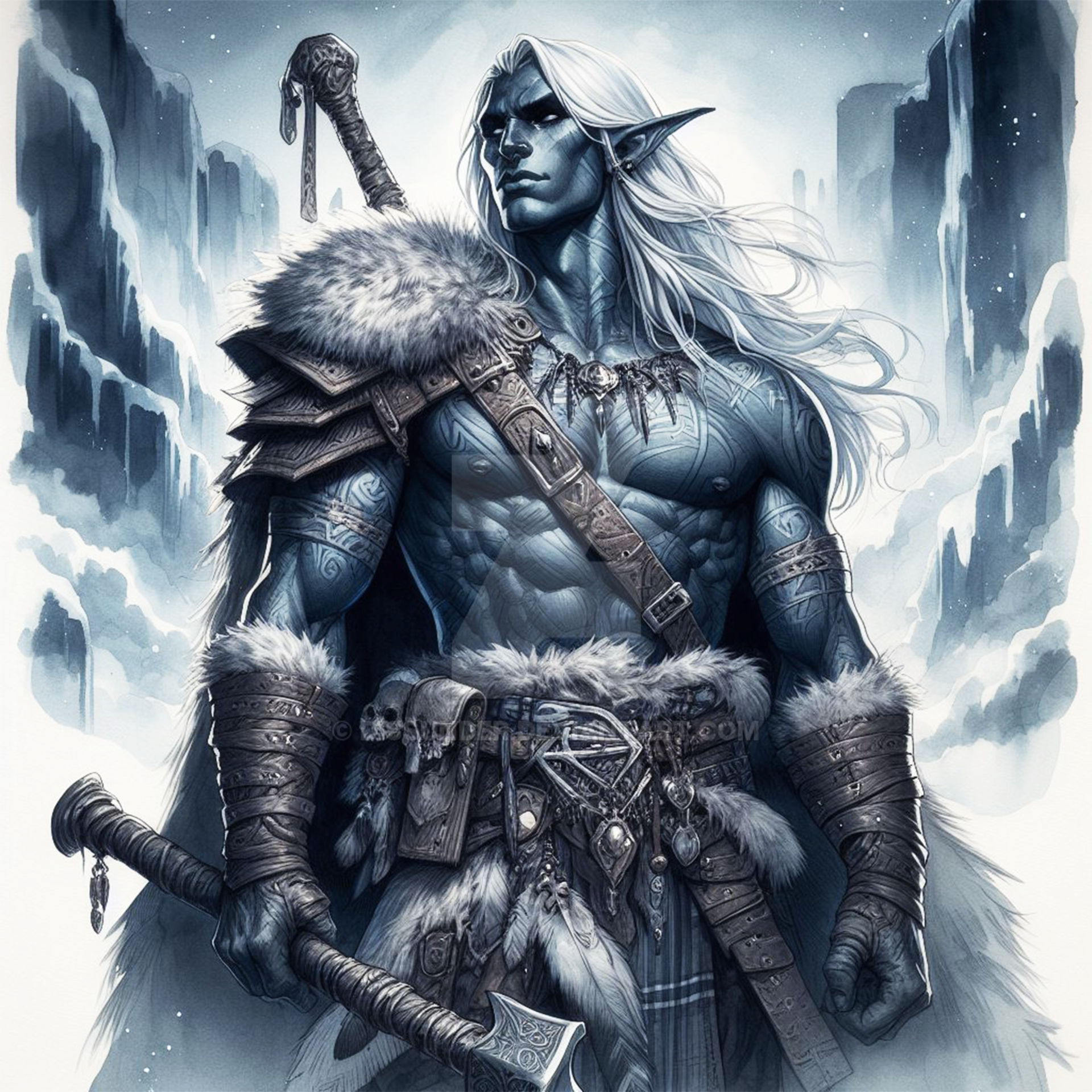 Drow Barbarian Male Warrior Character Art 7$ by Dissunder on DeviantArt
