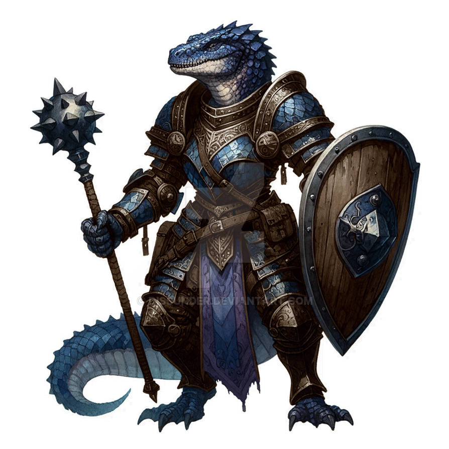 Lizardfolk Shield Maiden With Mace Adoptable 8$ by Dissunder on DeviantArt