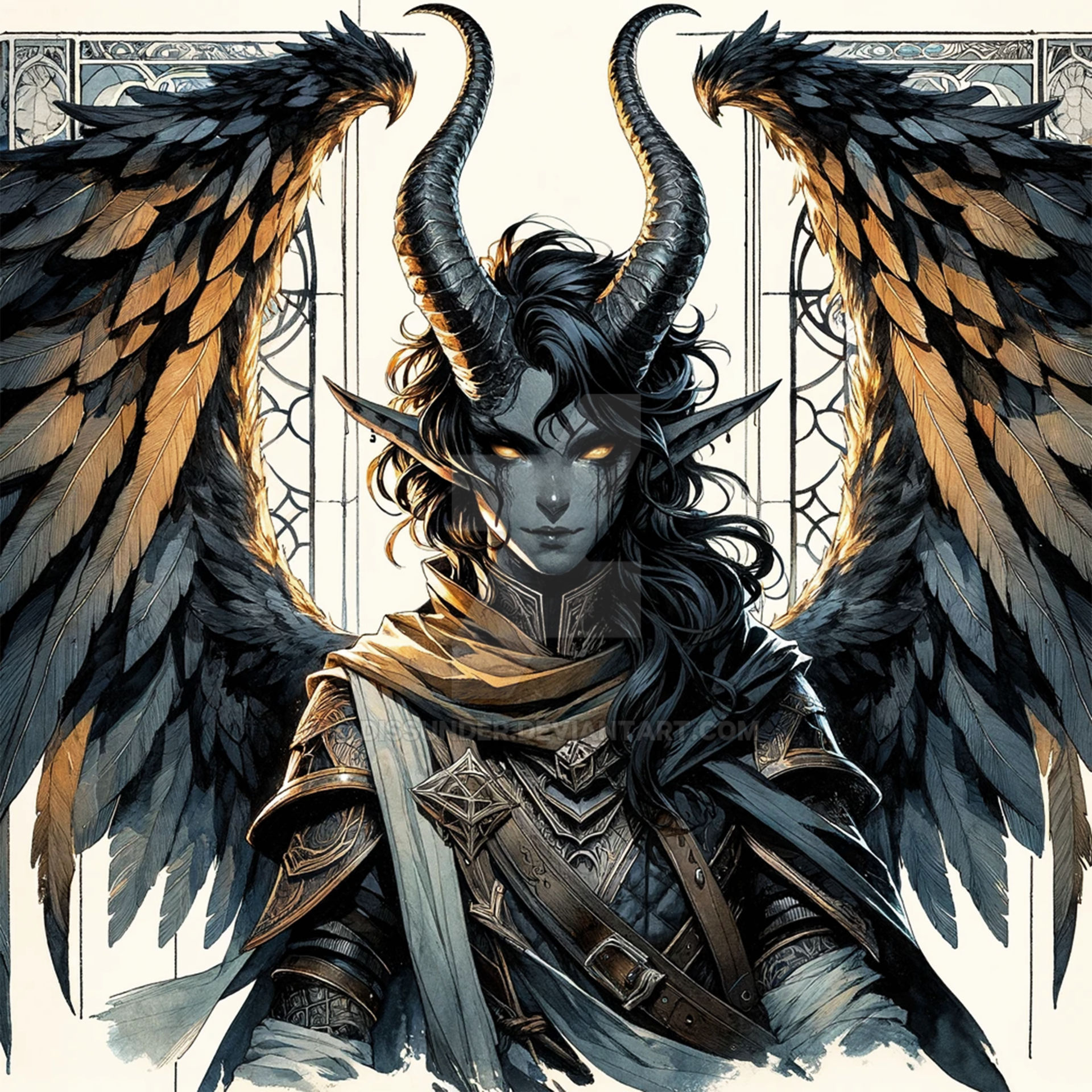 Winged Tiefling Horned Female Character Art Adopt By Dissunder On winged-tiefling-horned-female-character-art-adopt-by-dissunder-on