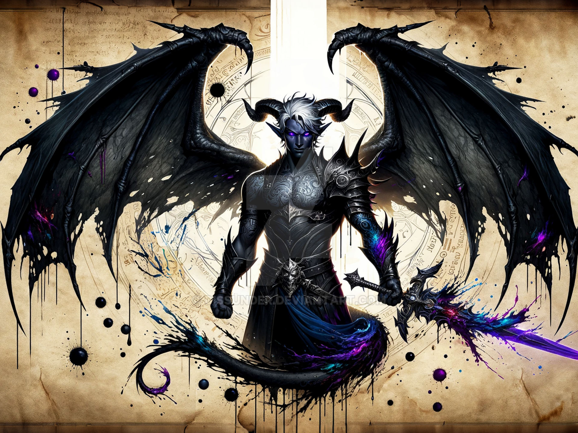 Tiefling Adoptable Winged Male Character Art 10$ by Dissunder on DeviantArt