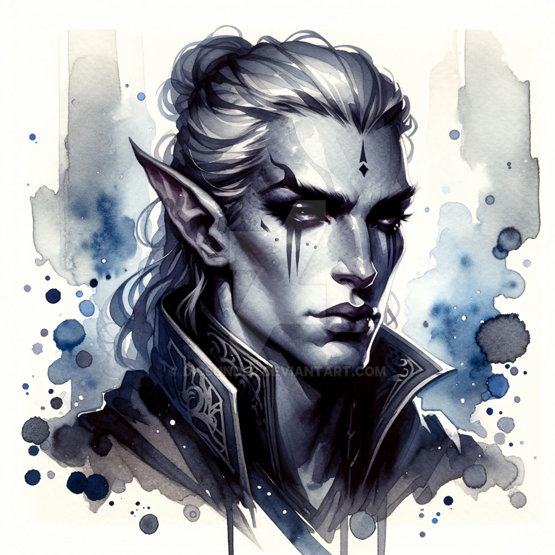 Drow Male Art Portrait Character DnD Adoptable 5$ by Dissunder on ...