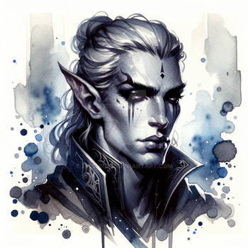 Drow Male Art Portrait Character DnD Adoptable 5$