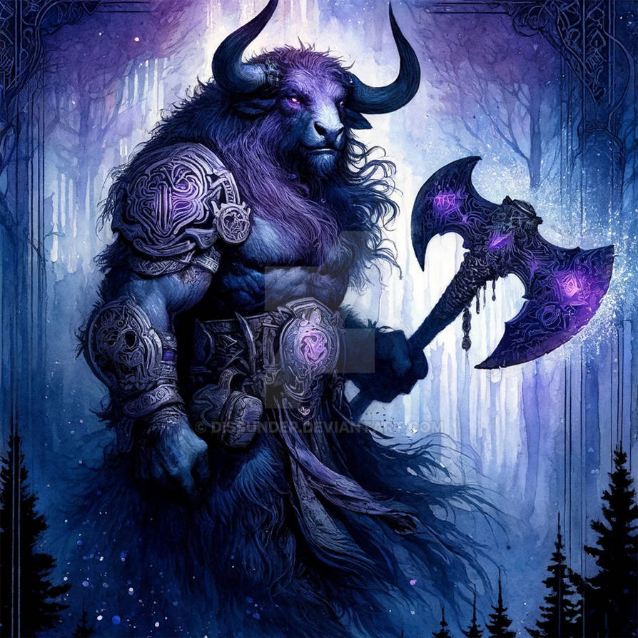 Minotaur Barbarian Axe Warrior Adoptable DnD Art by Dissunder on DeviantArt