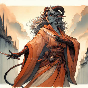 Tiefling Assassin Female DnD Character Art Adopt