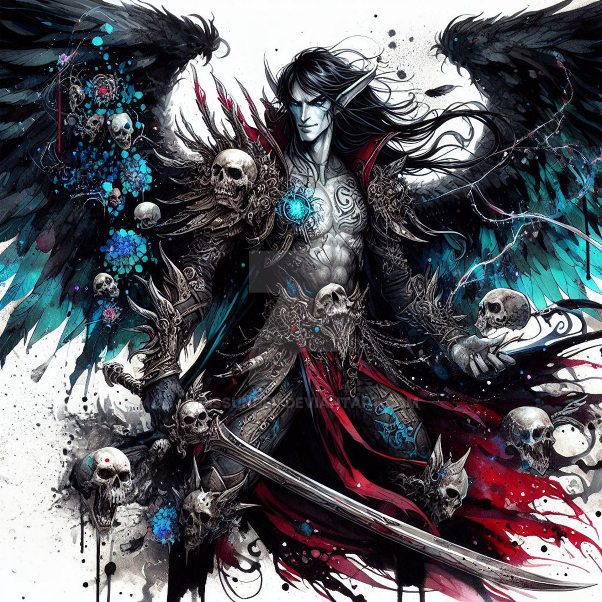 Vampire Dro Winged Vampire Fallen Angel Drow Art Adoptable 7$ by Dissunder on ...