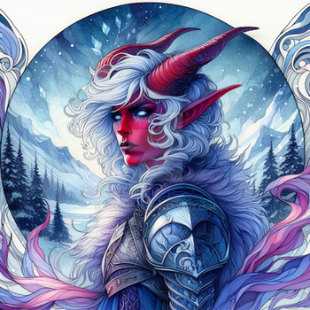 Tiefling Horned Knight Female Art Portrait Adopt