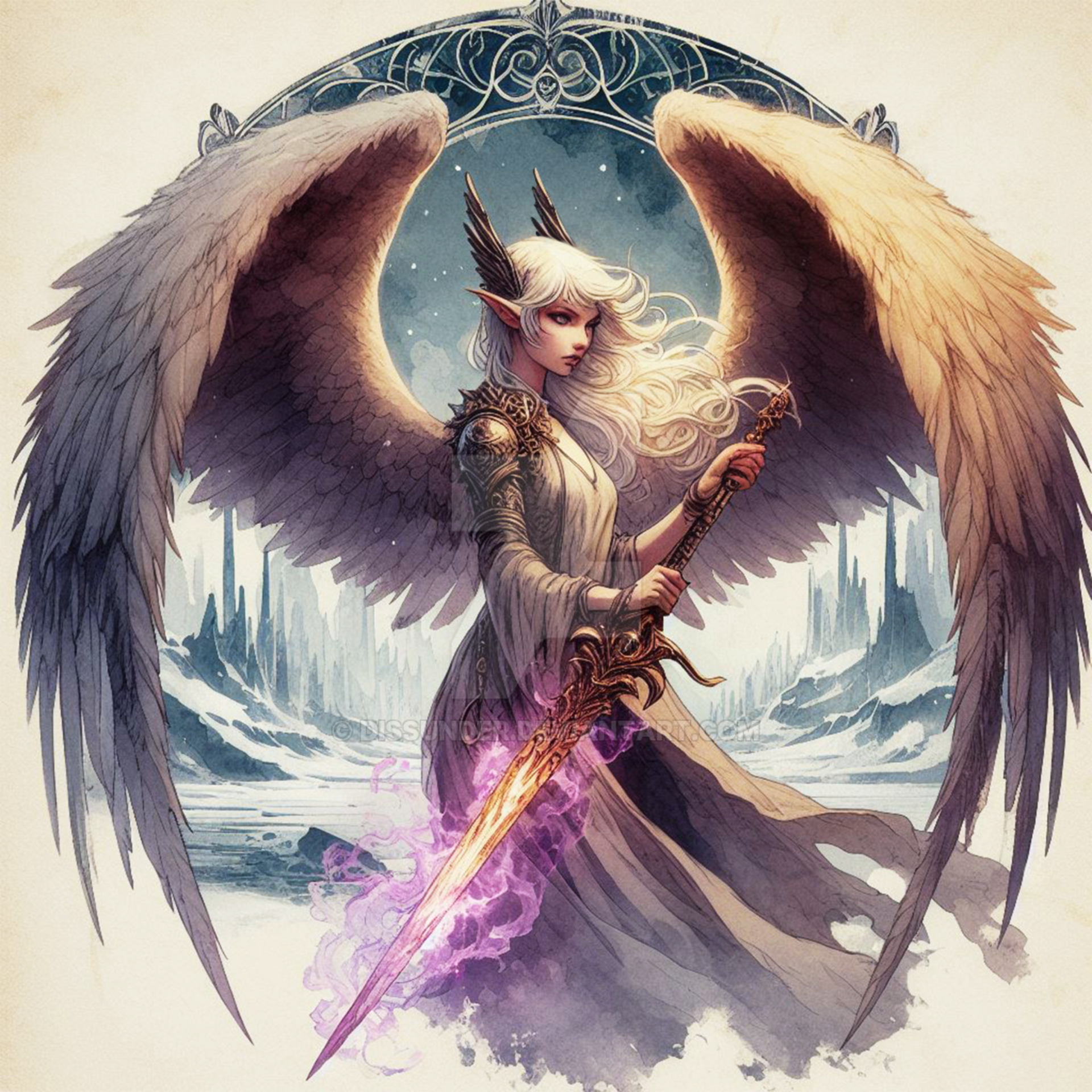 Angel Elf Erinyes Elven Fallen Angel Winged Character Art 8$ by Dissunder on ...