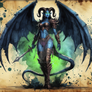 Succubus Blue-Skinned Warrior Winged Character