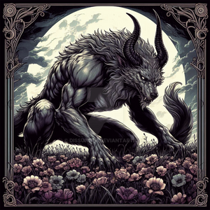 Horned Werewolf Flower Field Curse Creature Art 8$