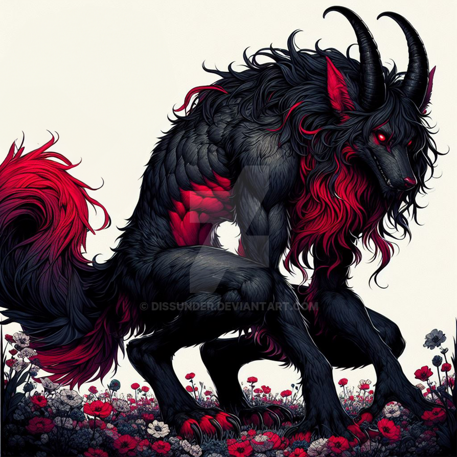 Delta Red Werewolf Horned Werewolf Red With Black Creature Art 6$ by Dissunder on DeviantArt