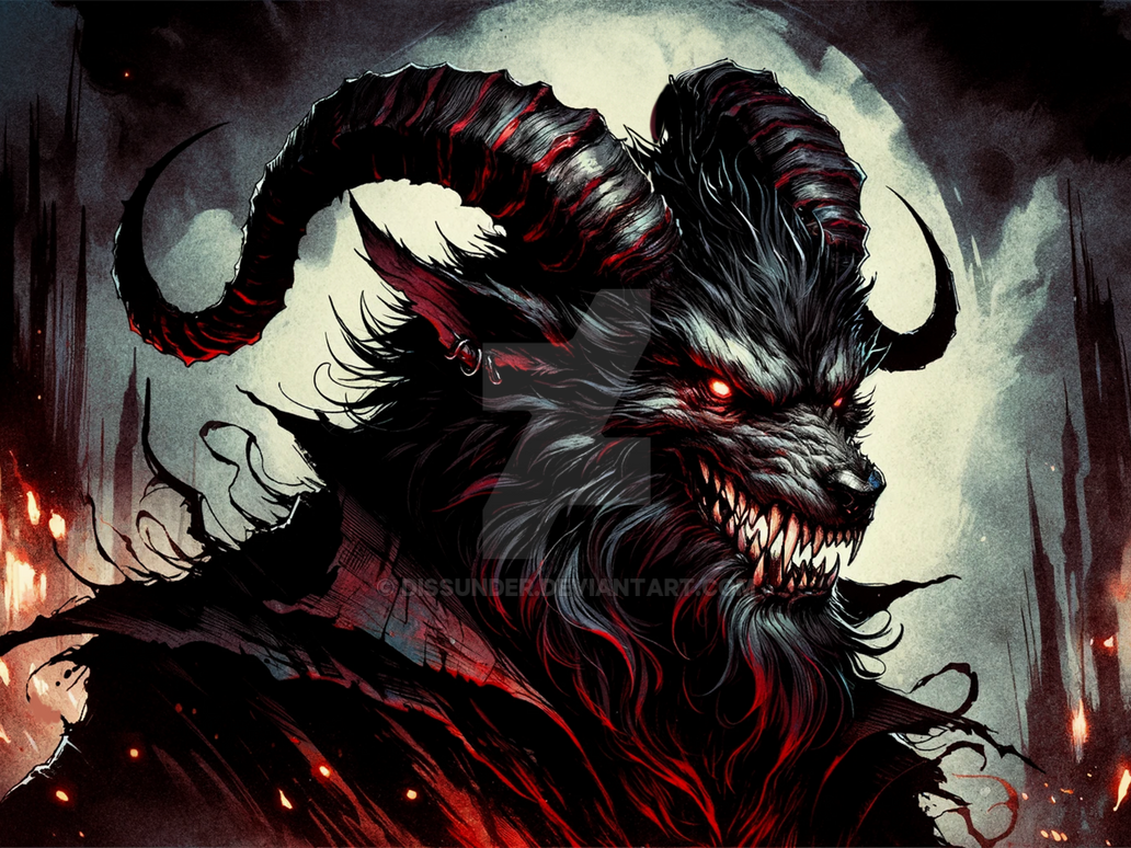 Warewolf Devil Horned Werewolf Demonic Art Creature Portrait 6$ by Dissunder on DeviantArt