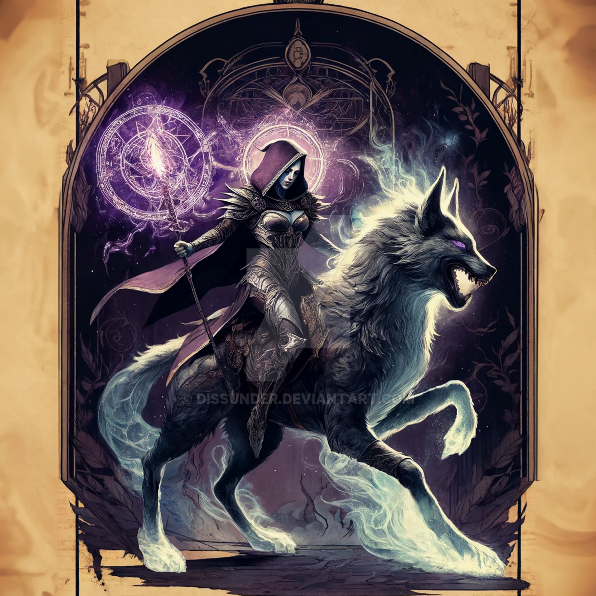 Hooded Sorceress Drow Wolf Rider Adoptable Art 7$ by Dissunder on ...