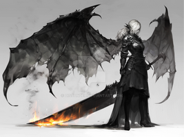 Succubus Angel Erinyes Adoptable Winged Gothic Art