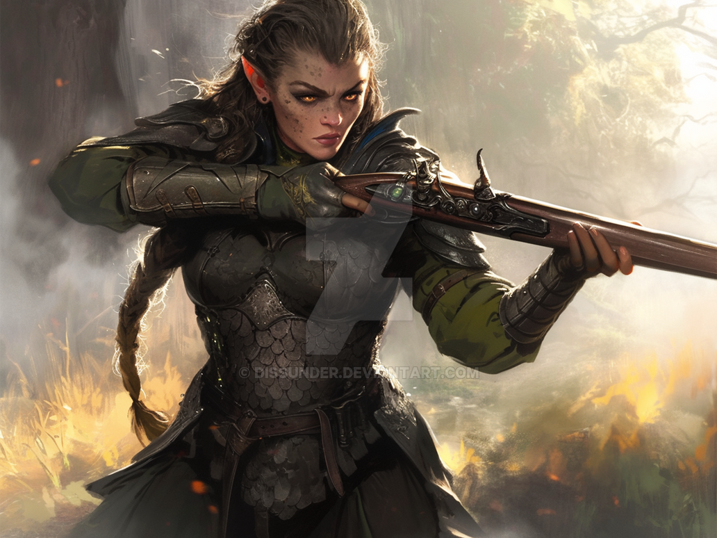 Elf Huntress Half-Elf Riffle Sniper Adoptable DnD by Dissunder on ...